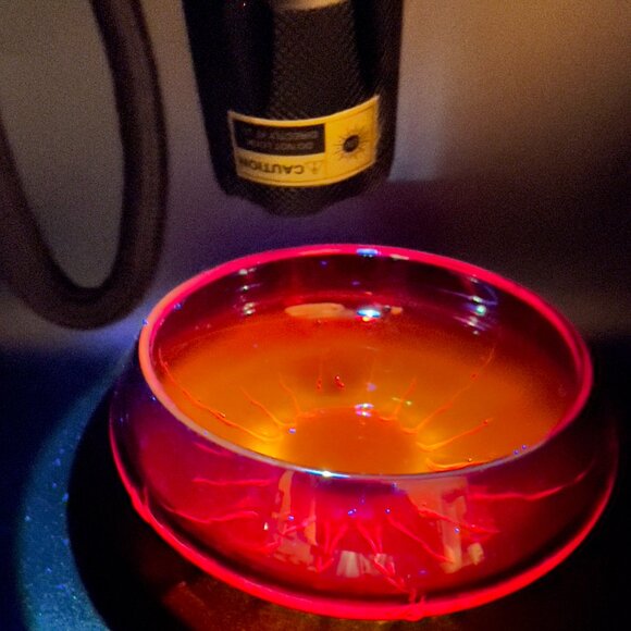 Viking Glass Epic Ruby Red Covered Dish UV Glow Hand Blown Vintage Candy Jar - Picture 4 of 11